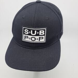 Sub Pop Black with White Logo Patch Snapback Baseball Cap Adjustable one size